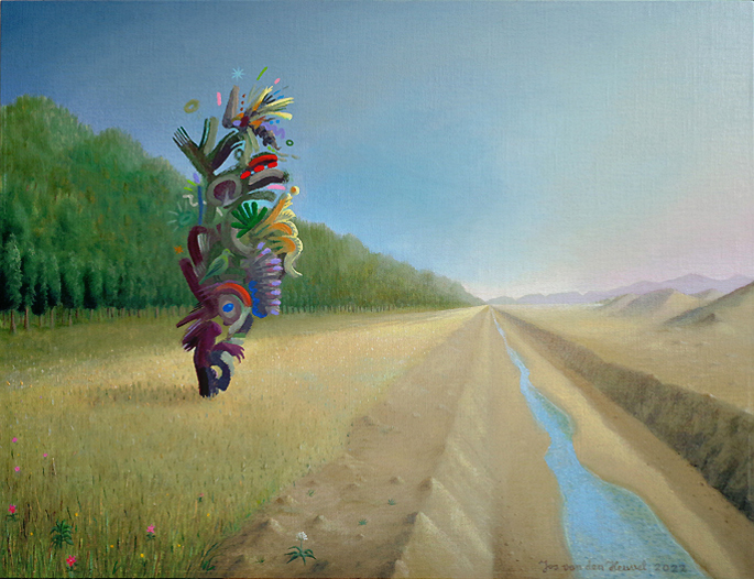 Langs het water_ Schilderij