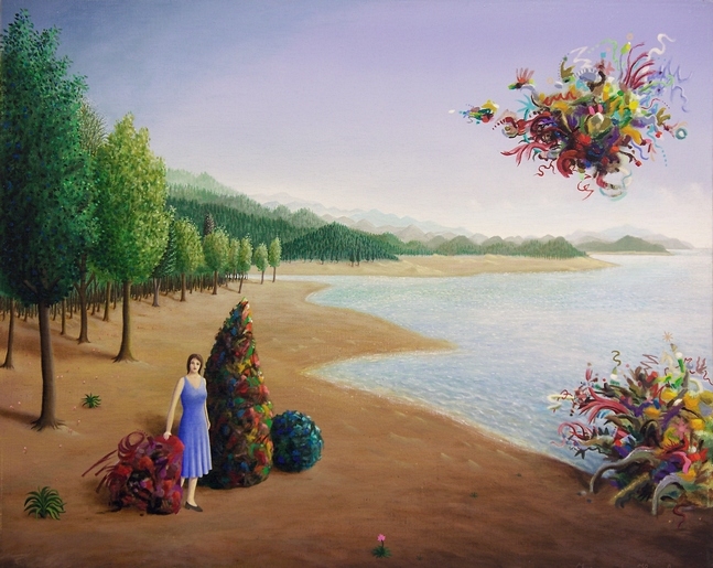 rivier river eiland schilderij kunst art