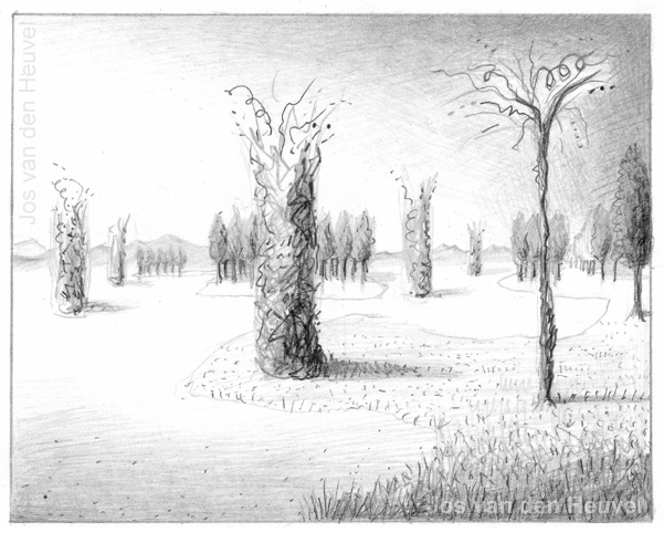 schets drawing landschap