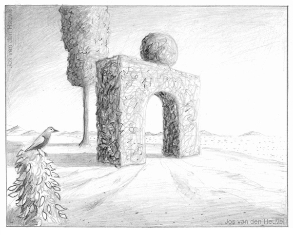 tekening drawing art kunst poort bird vogel