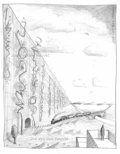 tekening muur trein drawing art kunst